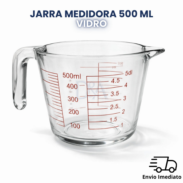 Jarra Medidora 500ml Vidro Resistente Com Alça Co