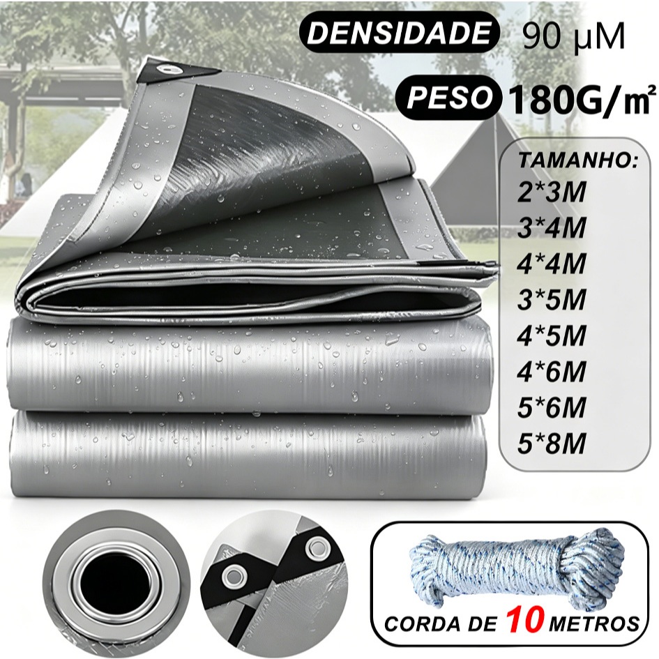 Lona Blackout Cinza Preta Impermeável Grossa 180g