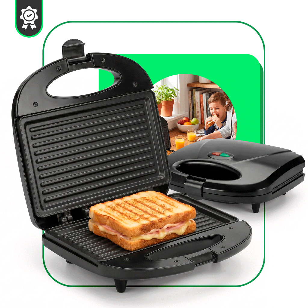 Sanduicheira Grill Elétrica 750W Antiaderente 2 S