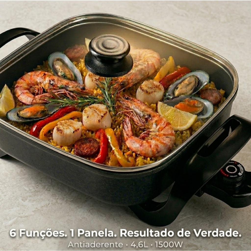 Panela Multifuncional Elétrica Quadrada 30cm Gril