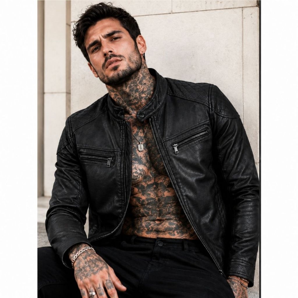 Jaqueta de Couro Masculina Premium Casual Motoquei