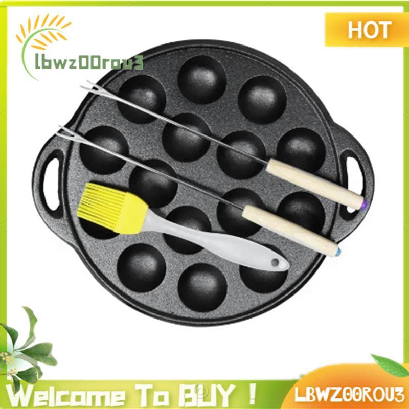 15 Buracos Ferro Fundido Takoyaki Pan Polvos Peque