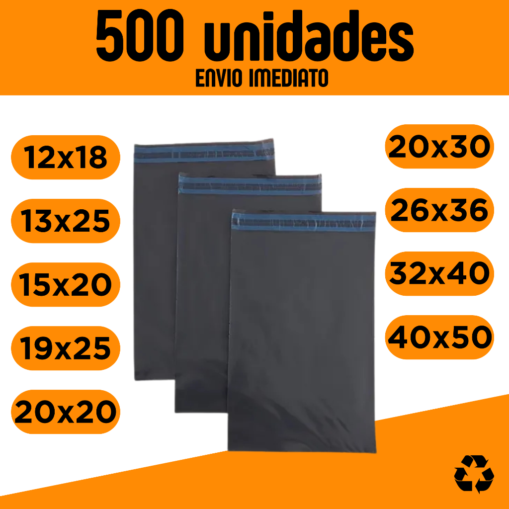 Kit 500 Envelope De Segurança Embalagem Envio Tam