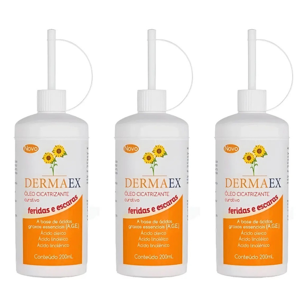 Kit 3 Óleo de Girassol Dermaex 200ml  Cicatrizant