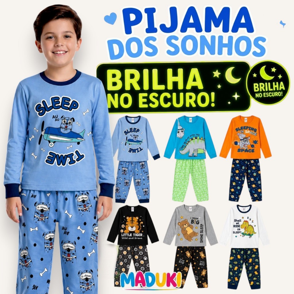 Kit 4 Peças Pijama Infantil Masculino Inverno Man