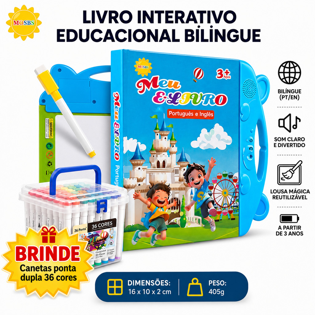 Livro Infantil Educativo com Som e Escrita | Bilí