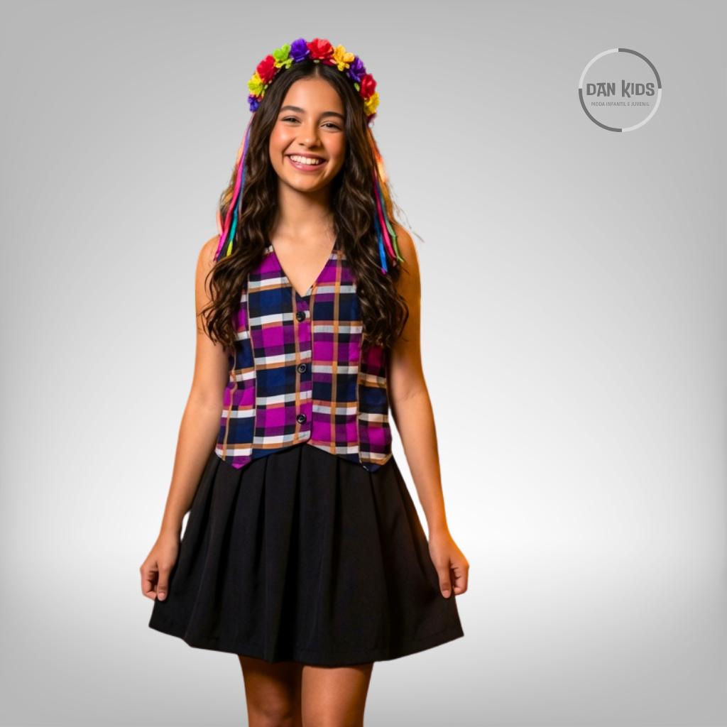 Colete Xadrez Feminino Festa Junina São João Cai