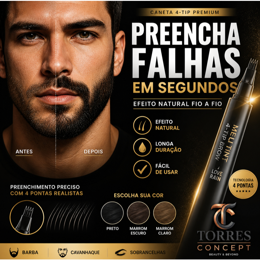 Caneta Preenchedora Barba Sobrancelha 4 Pontas Efe