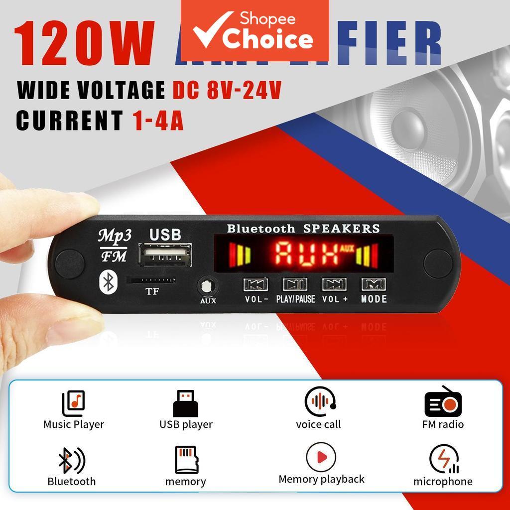 Placa Amplificadora 120W Bluetooth 5.0 MP3 DC 8V-2