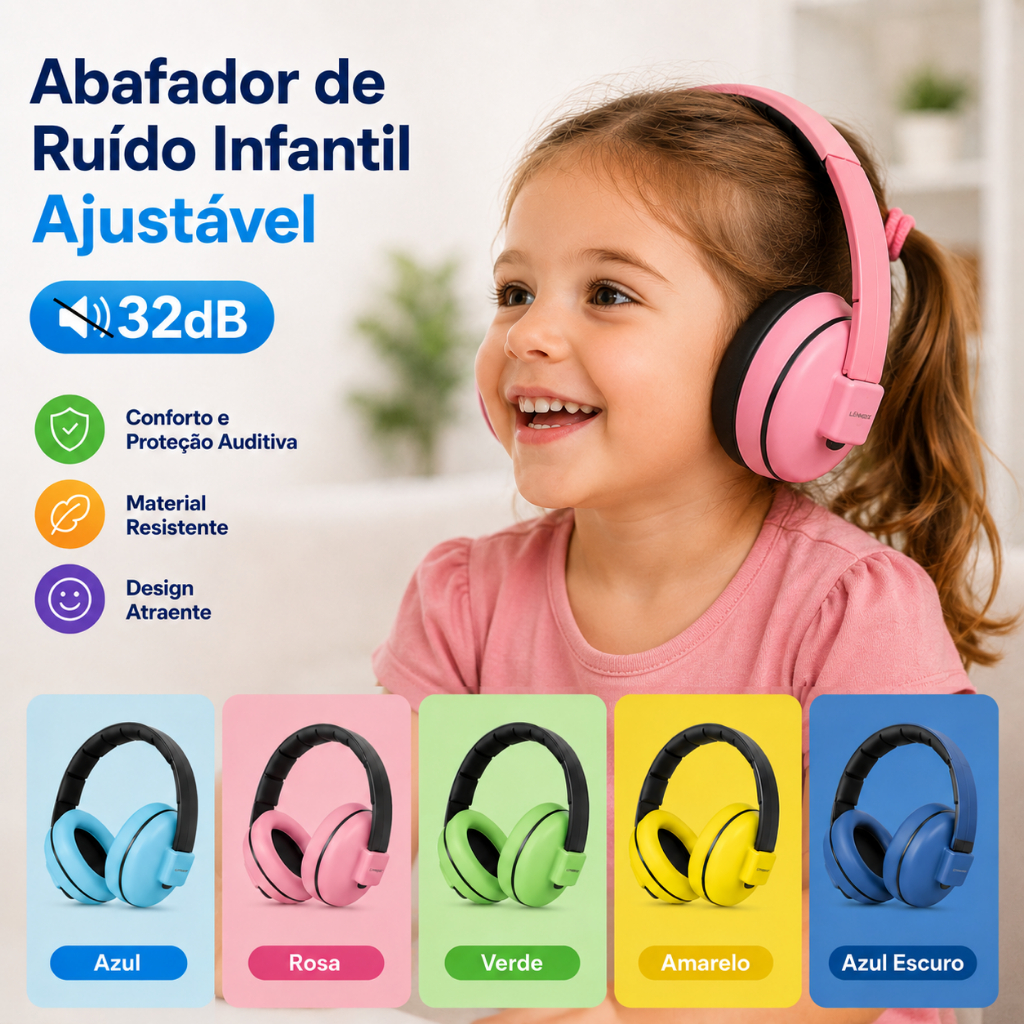Abafador Infantil Anti Ruído Autismo Fone Proteto