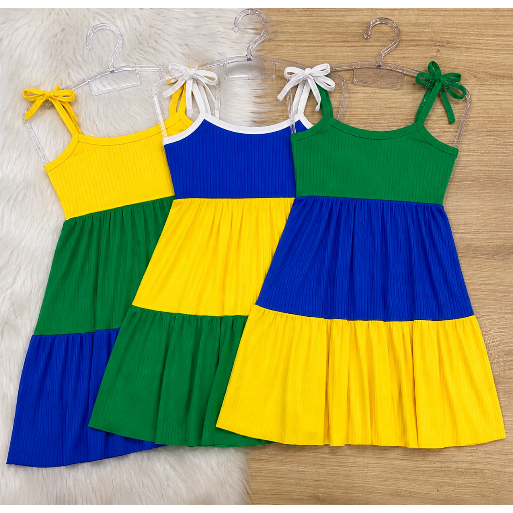 Vestido Infantil Brasil Copa Do Mundo 3 Marias Men