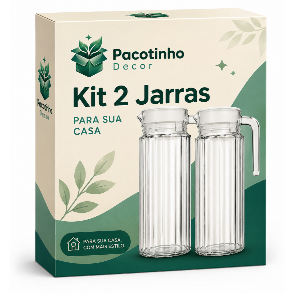 Kit 2 Jarras De Vidro 1 Litro Com Tampa Suco Água