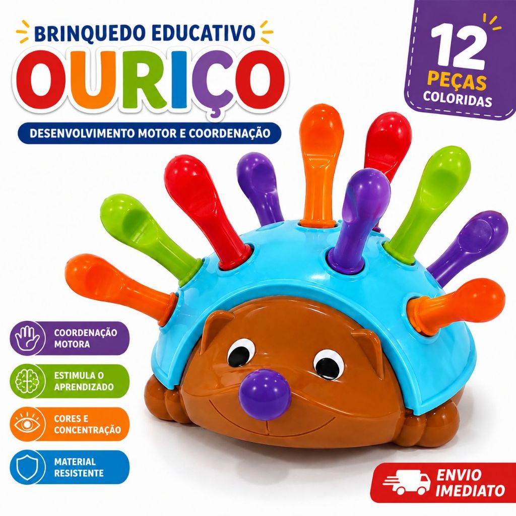 Brinquedo Infantil Ouriço Educacional Encaixar e