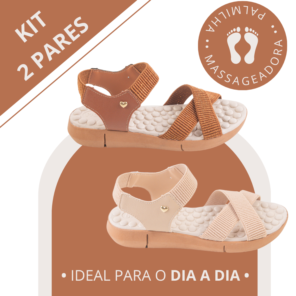 Kit 2 Pares Sandália Ortopédica Feminina com Pal
