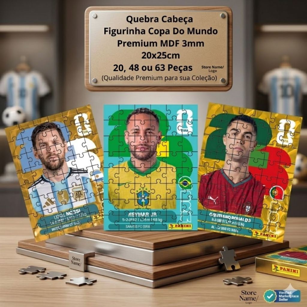Quebra Cabeça Figurinhas da Copa Do Mundo em Mdf