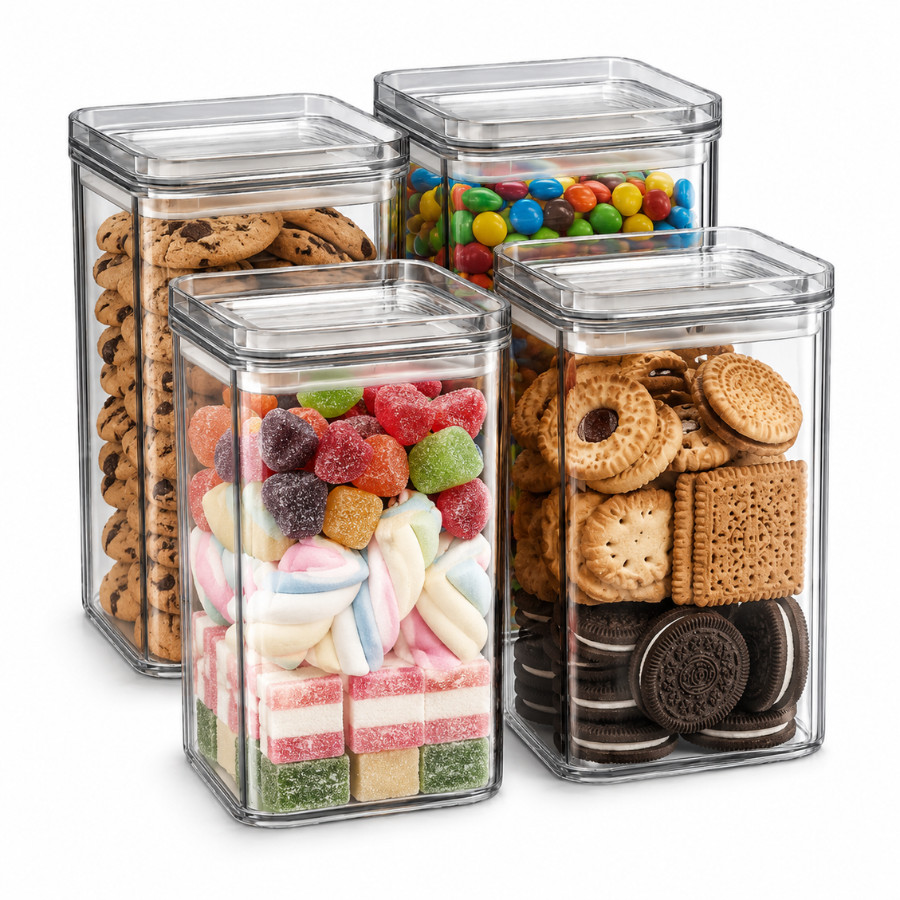 Kit 4 Potes Herméticos 1 Litro De Plastico Porta 