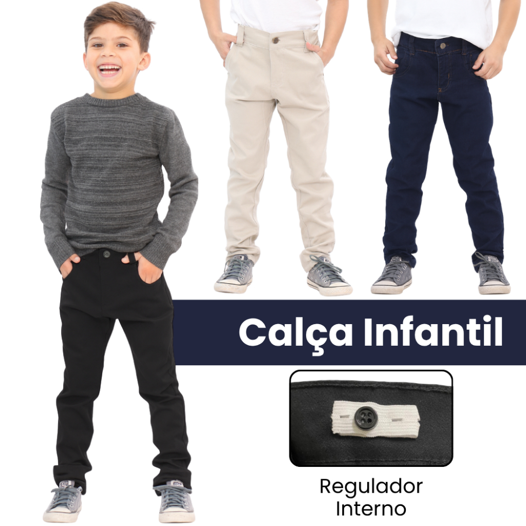 Calça Infantil Menino Jeans Lycra Tradicional Aju
