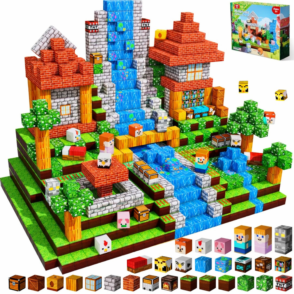 Blocos Magnéticos 200 Peças Brinquedo Educativo 