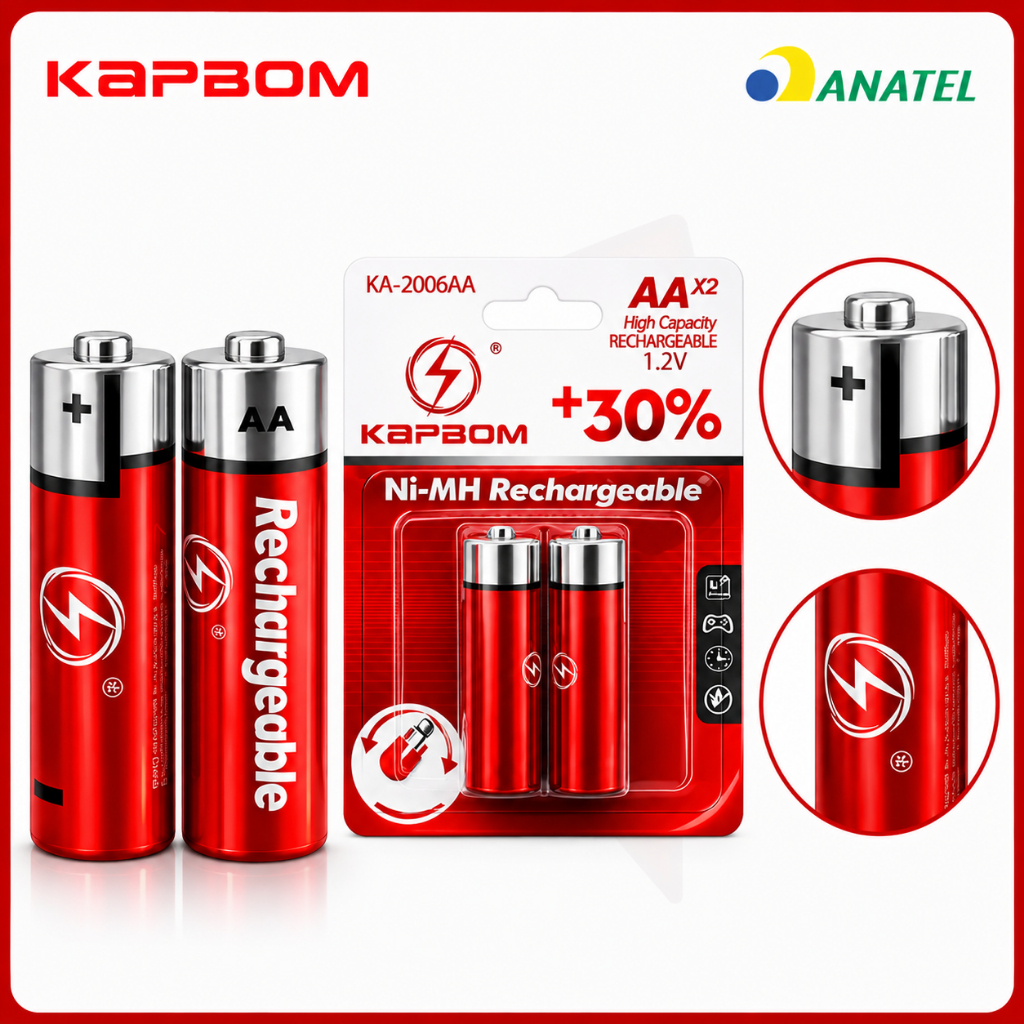 Pilha Recarregável AA AAA 1800mAh 12V NiMH Alta D