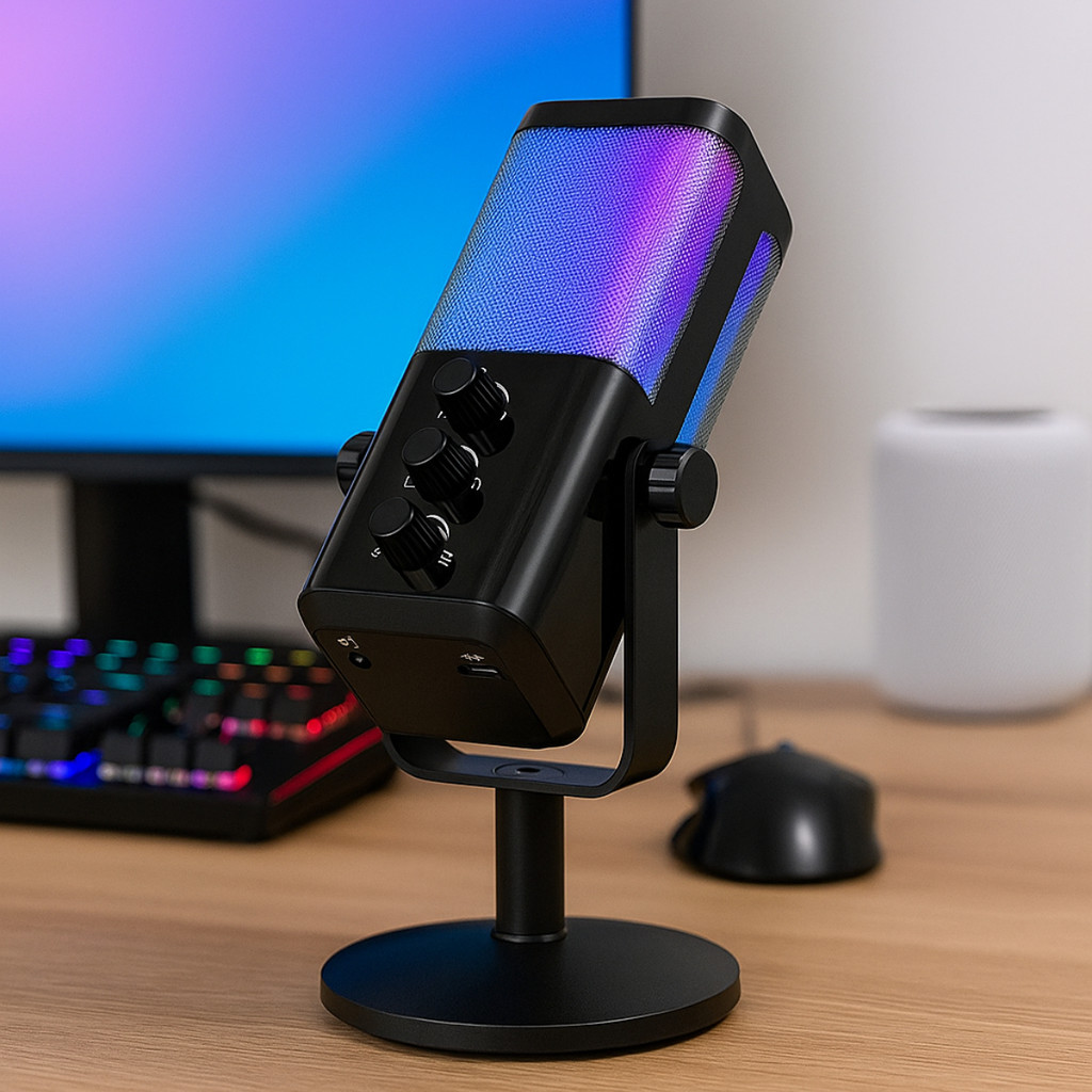 Microfone Gamer RGB Cardioide RGB com Controle de 