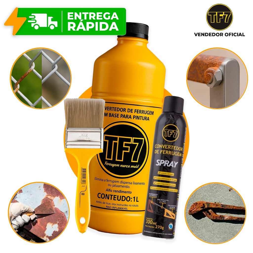 TF7 + Pincel Fundo Convertedor de Ferrugem E Base 
