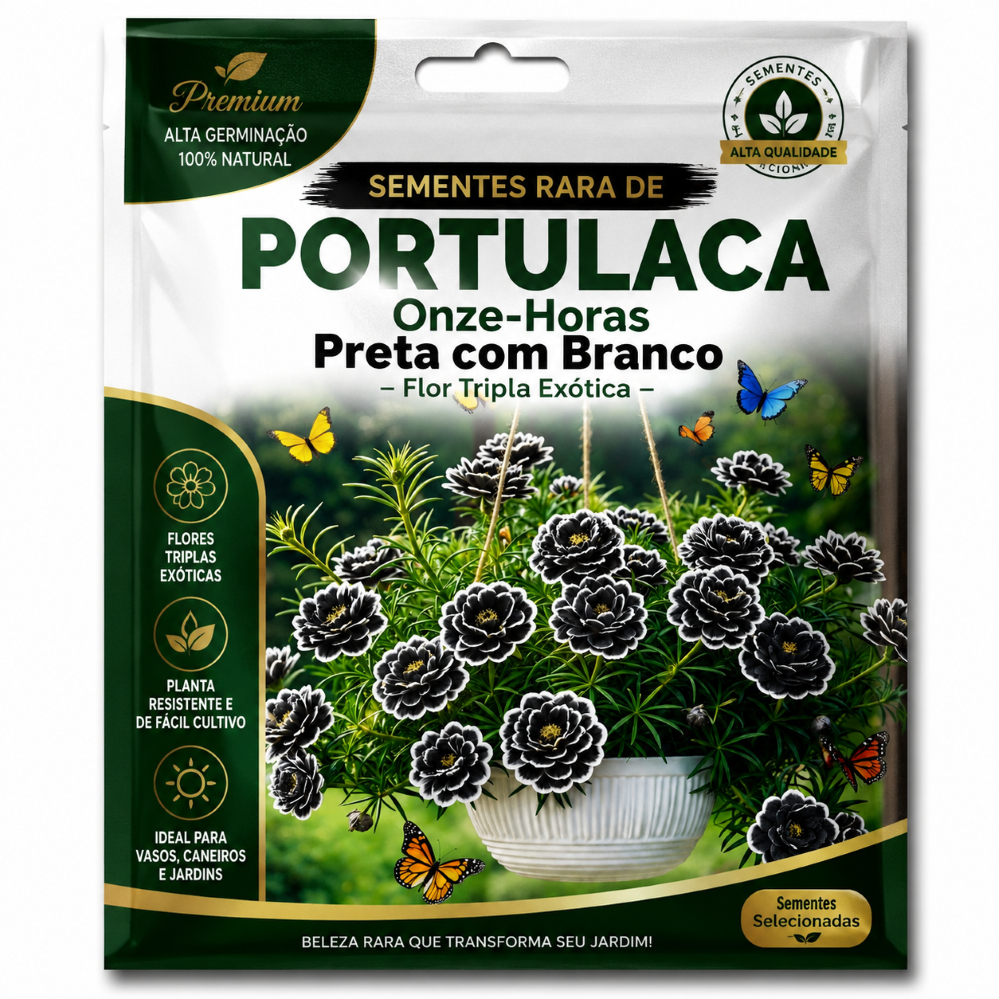 Sementes Rara de portulaca Onze-Horas Preta com Br