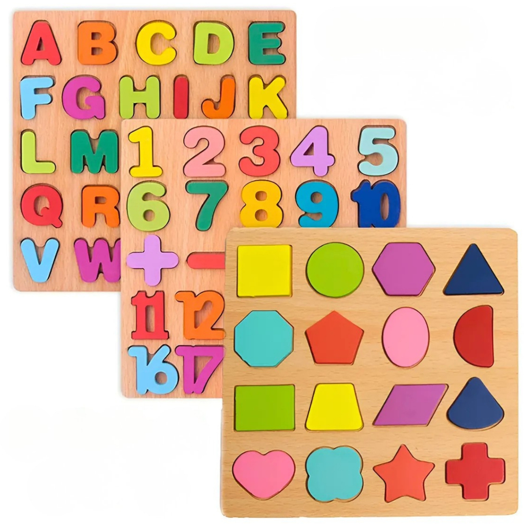 Kit Aprenda Brincando Educativo 3 em 1 Madeira Alf