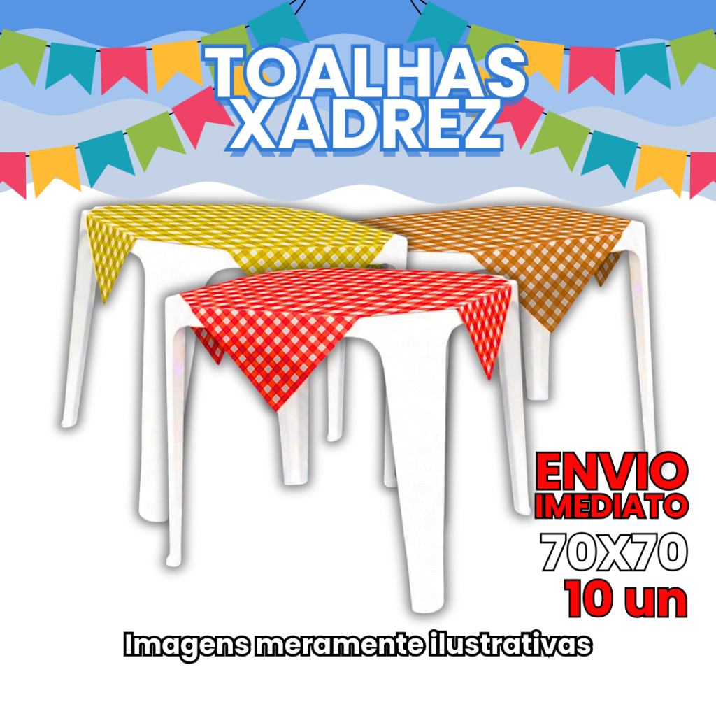 10 Toalhas Xadrez de Plastico PP Leitosa 70×7