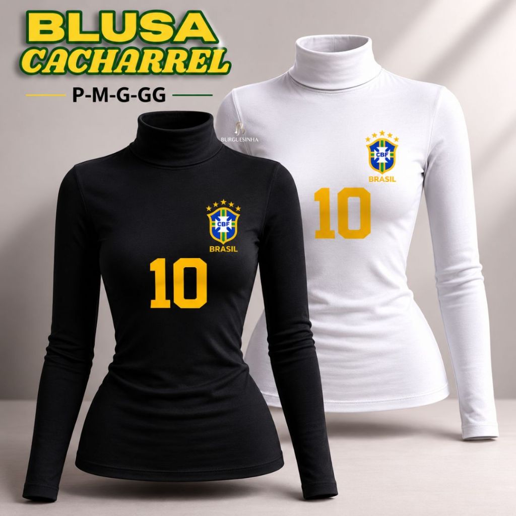 Blusa Cacharrel Feminina Brasil Manga Longa Gola A