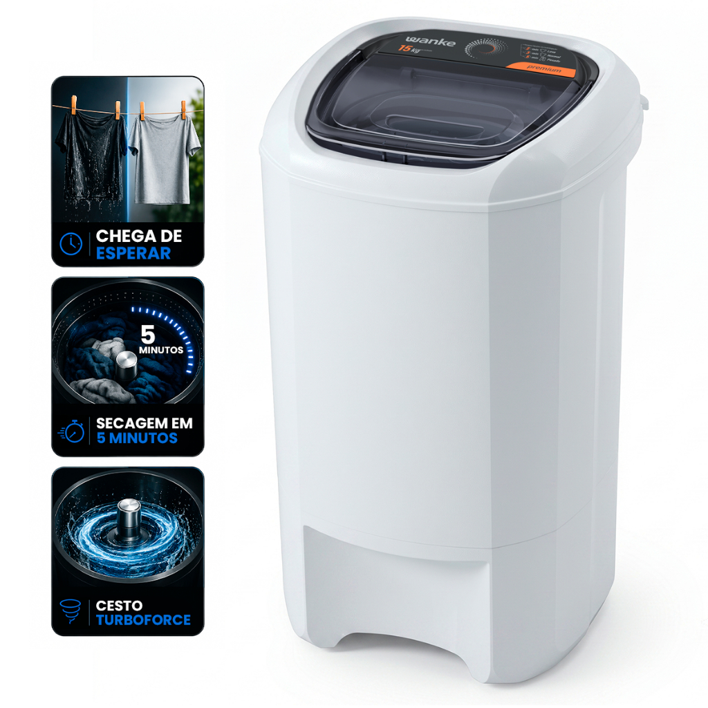 Centrífuga De Roupas 15Kg Wanke Premium Wave Elé