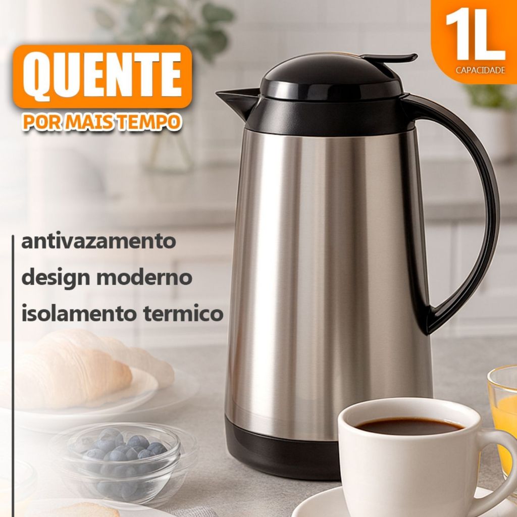 Garrafa Térmica Inox 950ml Antivazamento Premium 