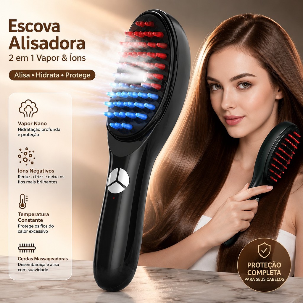 Escova Massageadora com Laser 4 em 1  Tratamento C