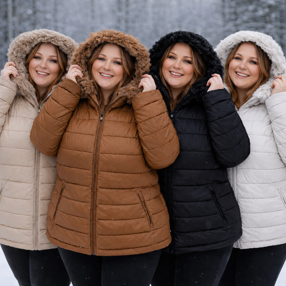 Jaqueta Puffer Feminina Plus Size De Nylon Pelinho