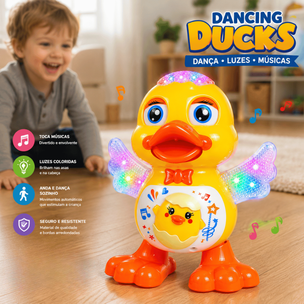 Patinho Dançante Musical com Luzes LED Coloridas 