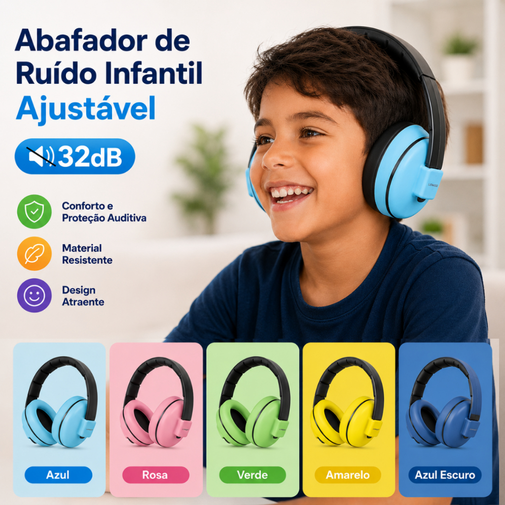 Abafador Ruído Infantil Autismo Fone Protetor Aur
