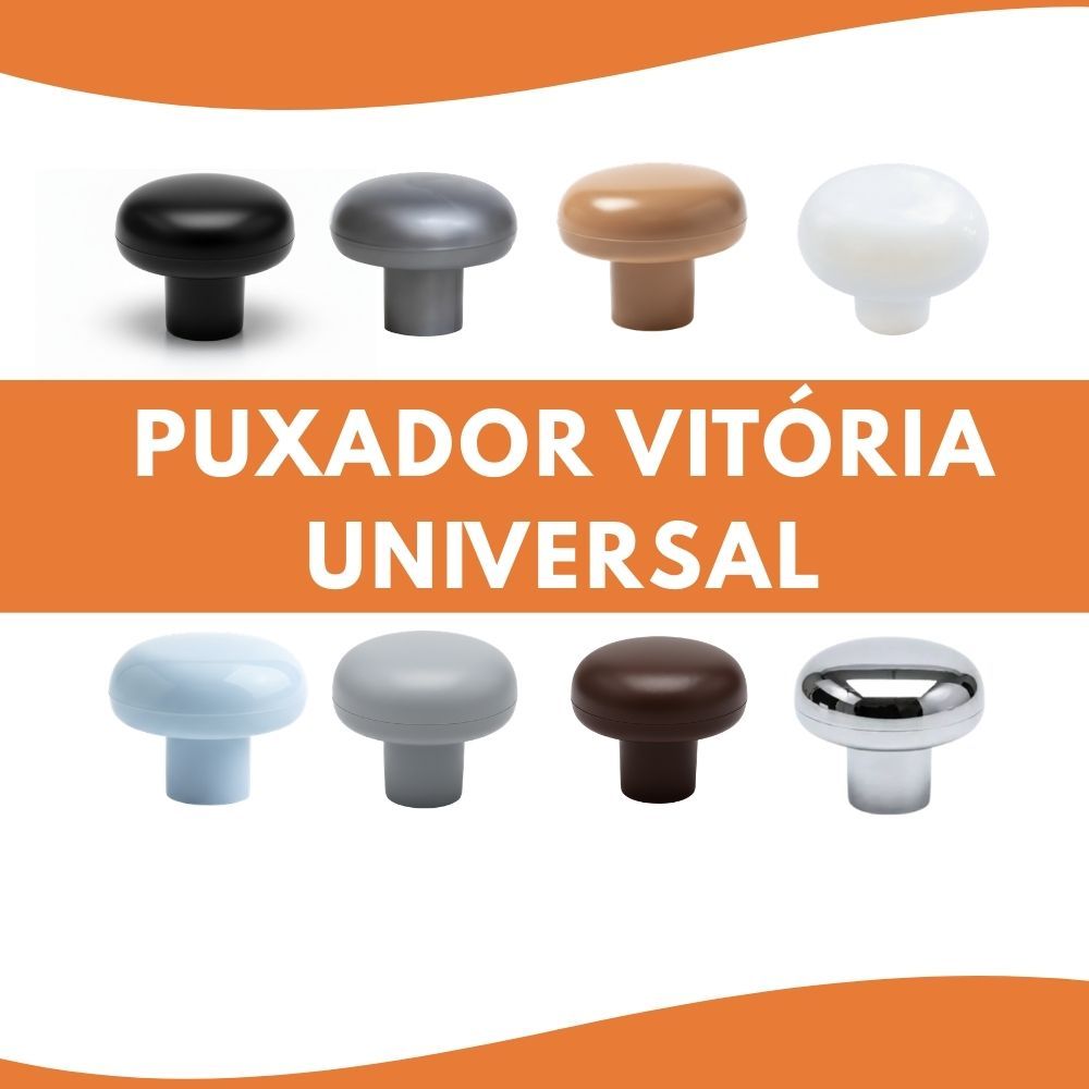 Kit Puxadores Vitória Gaveta Armário Branco Pret