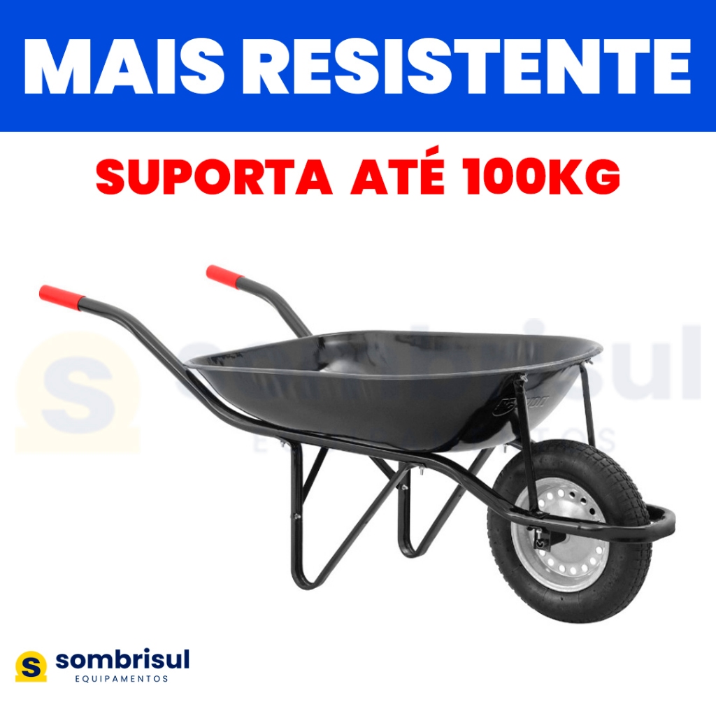 Carrinho de Mão com Pneu e Câmara Caçamba Redon