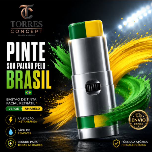 Tinta Facial Brasil Bastão Retrátil Maquiagem To