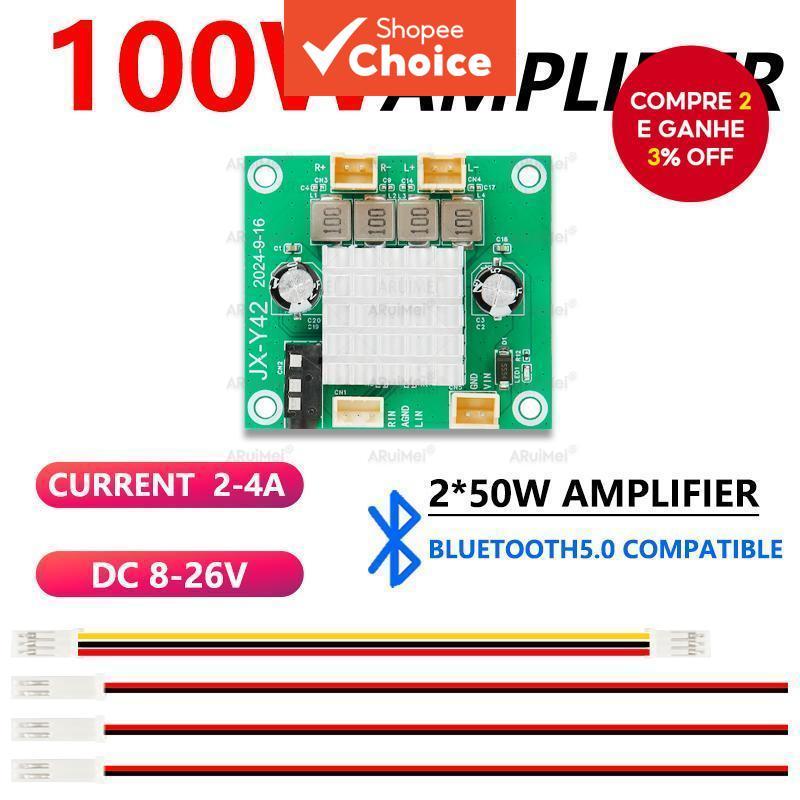 Placa Amplificadora Bluetooth 100W Display Digital