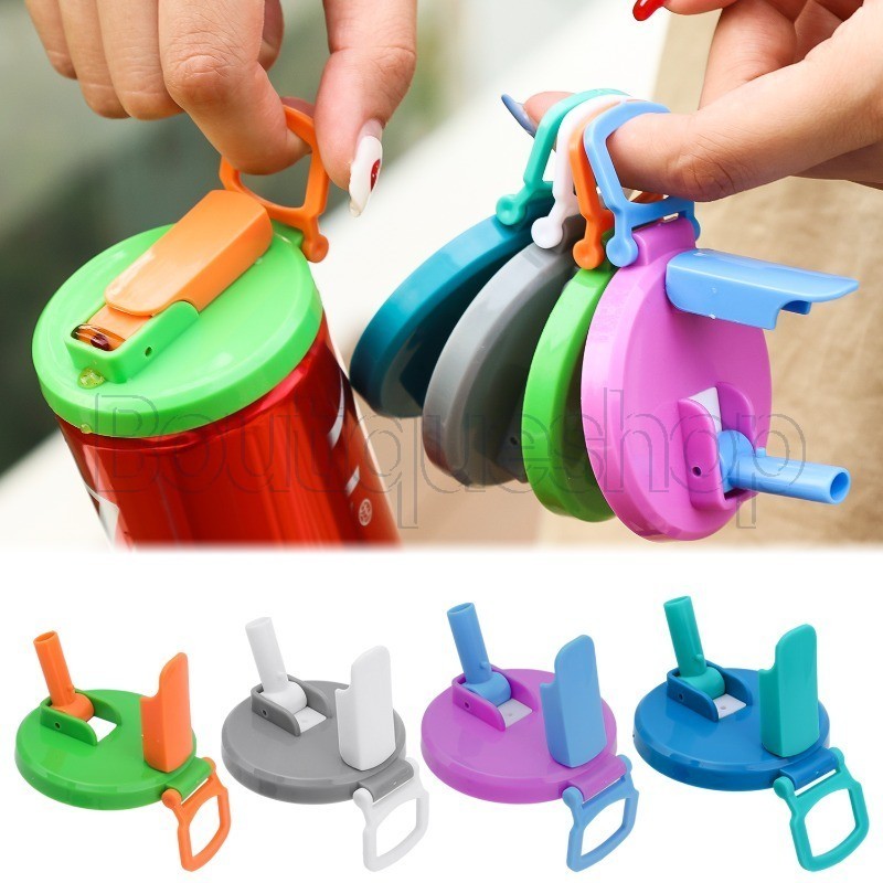 Tampas De Lata De Silicone Com Canudo-Antiderrapan