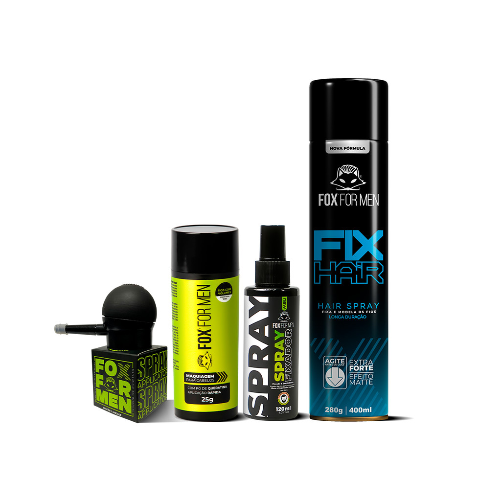 FIBRA CAPILAR PRETO + APLICADOR  + SPRAY FIXADOR +