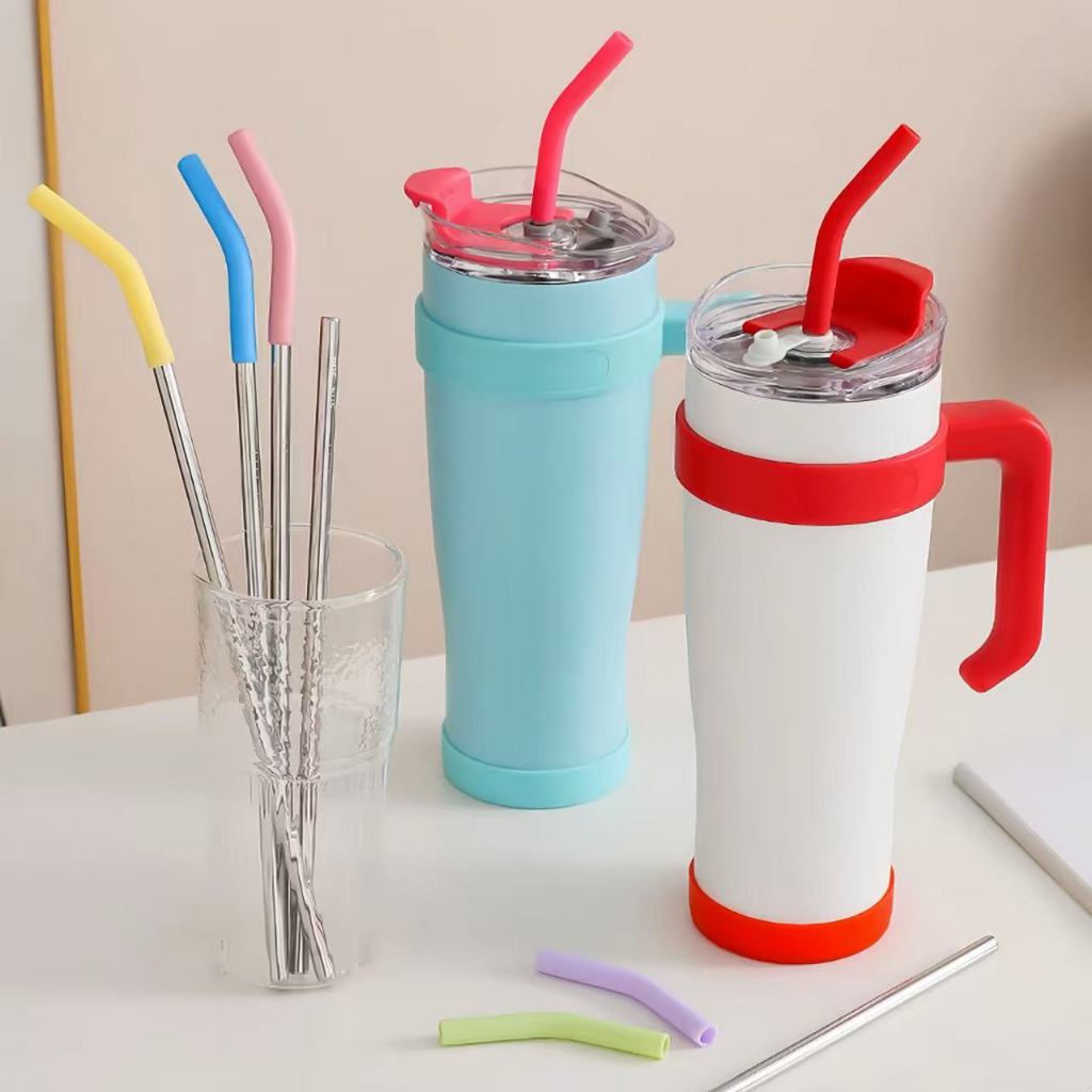 Canudo inox com bico silicone para copo grande de 