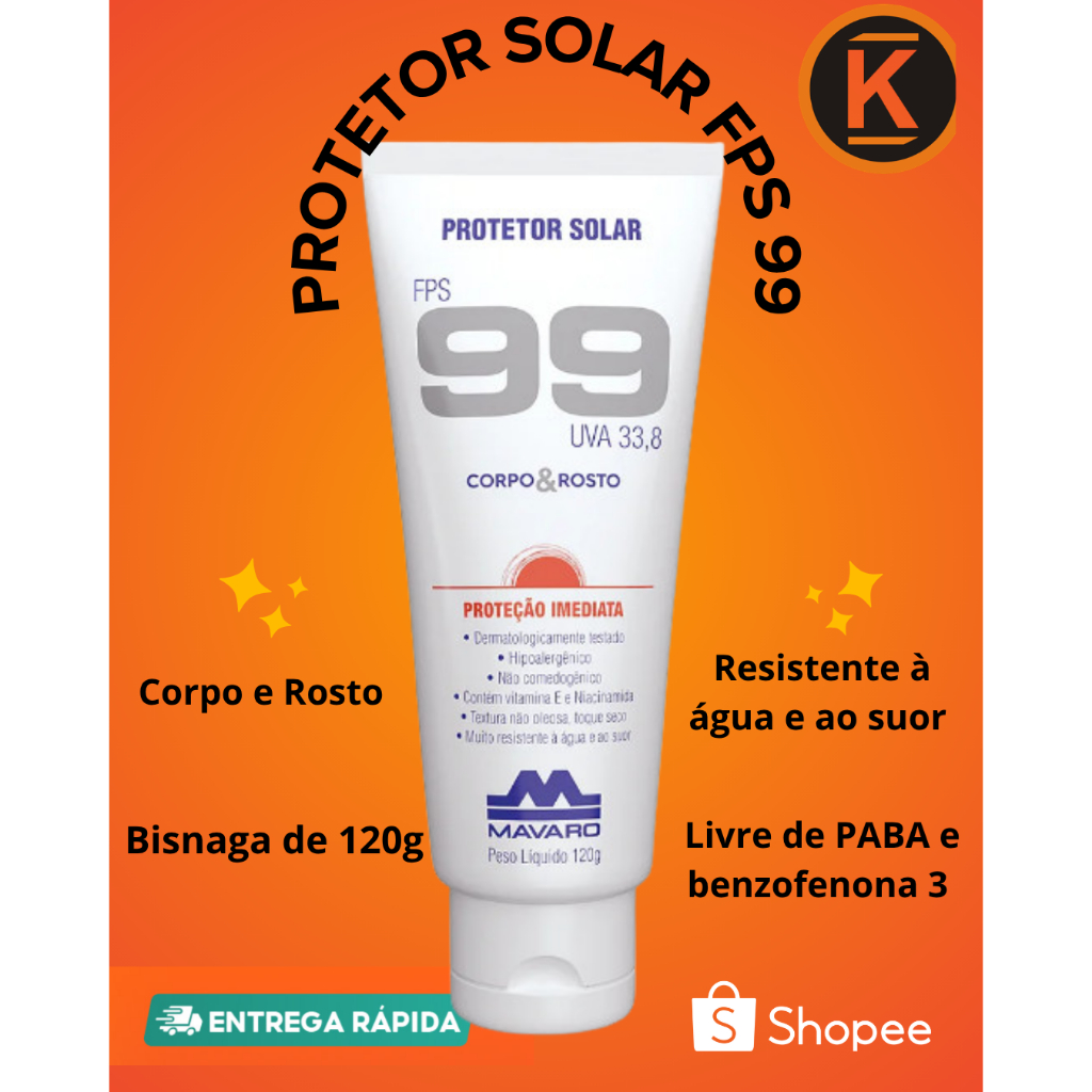 Protetor Solar Corpo E Facial FPS 99 Proteção UV