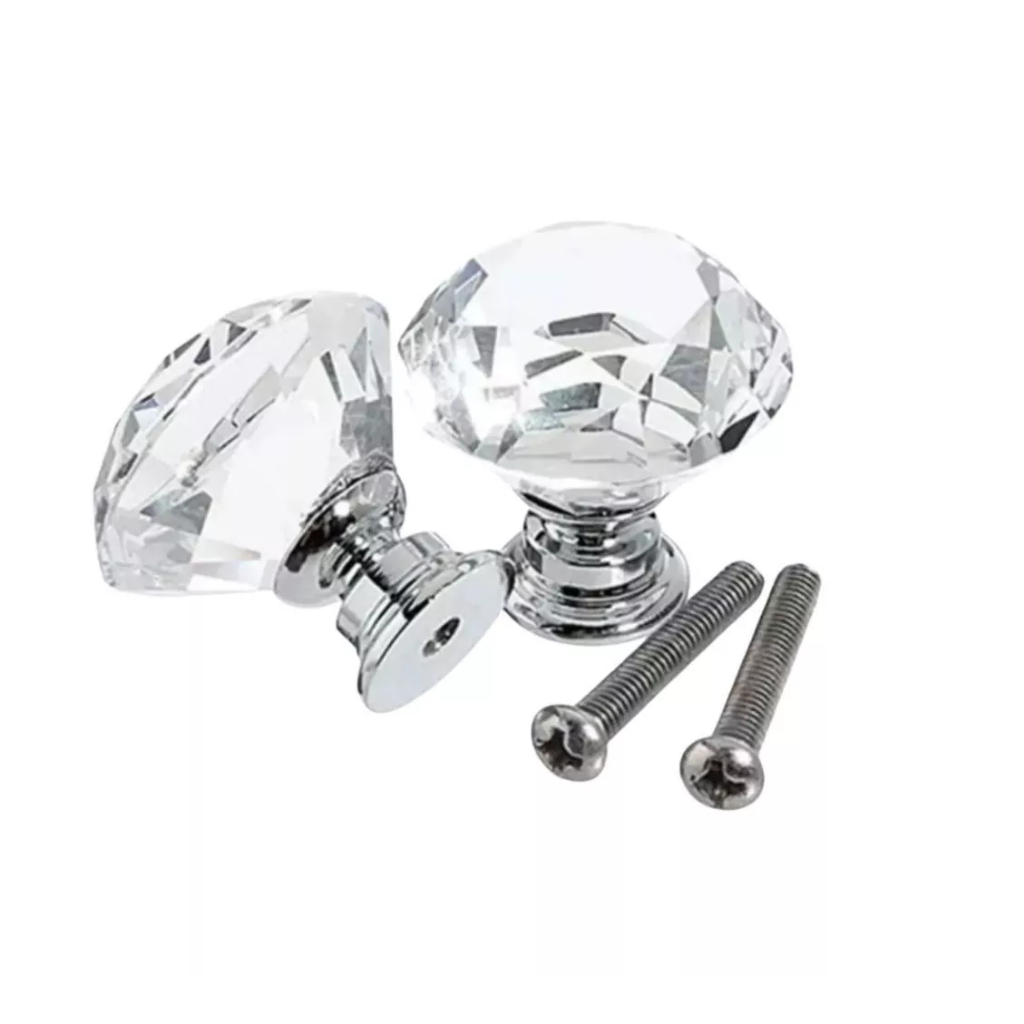 Kit 2 Puxador Cristal Para Armário Gaveta, Moveis