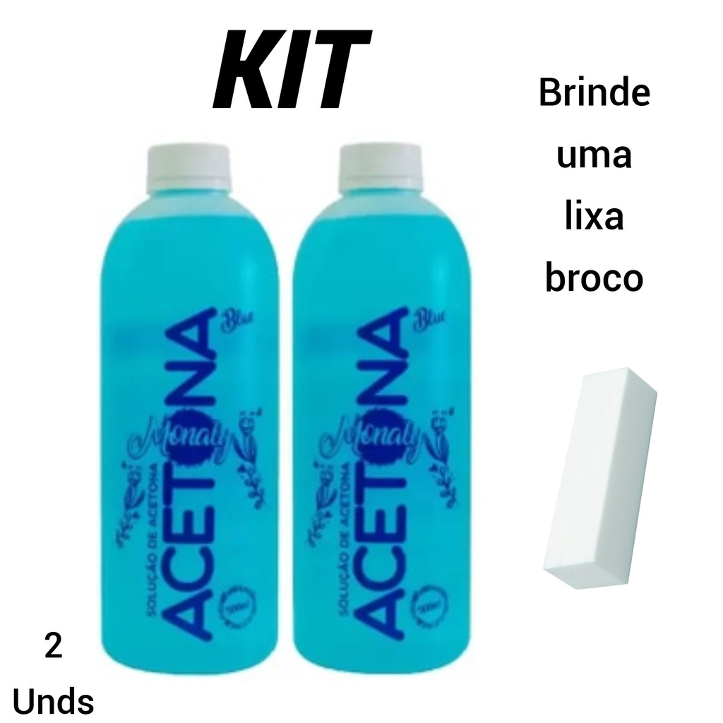 Kit De Acetona Monaly C/2 Unidades + Brinde 1 Lixa