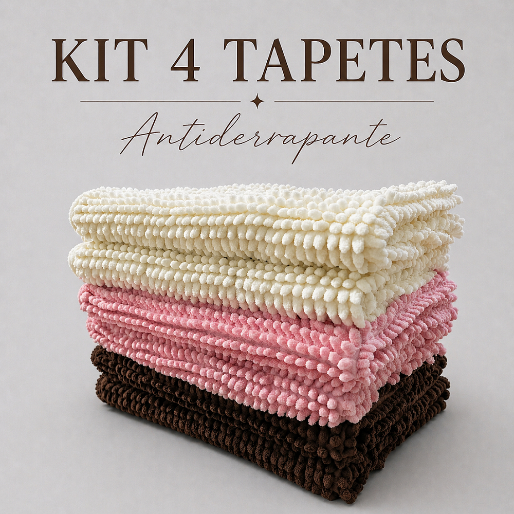 Kit Jogo 4 Tapete de Banheiro Antiderrapante 60x40