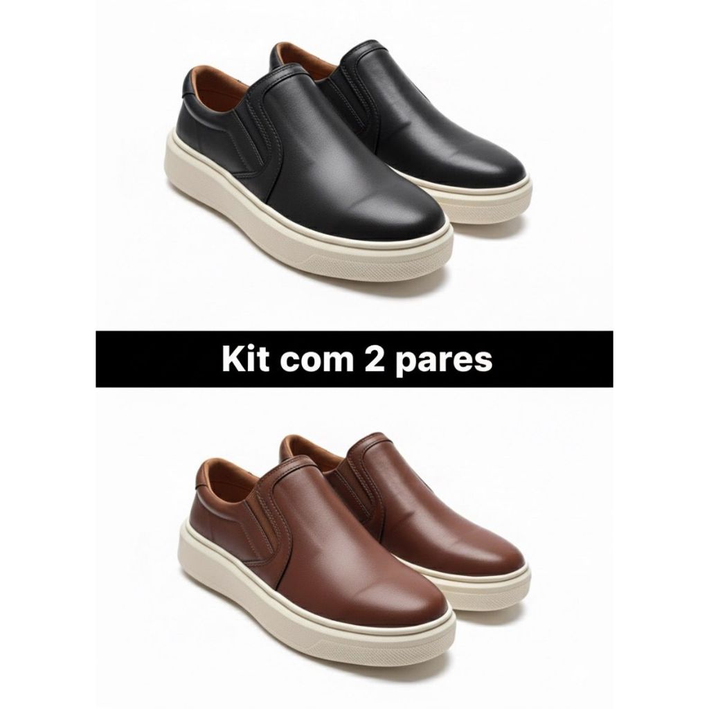 Kit 2 Pares Tênis Iate Slip On Masculino Casual C