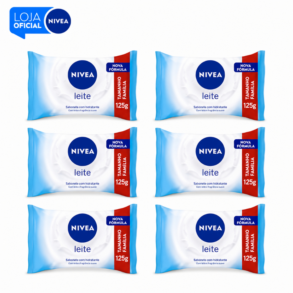 KIT NIVEA Sabonete em Barra Leite 125g – 6 U