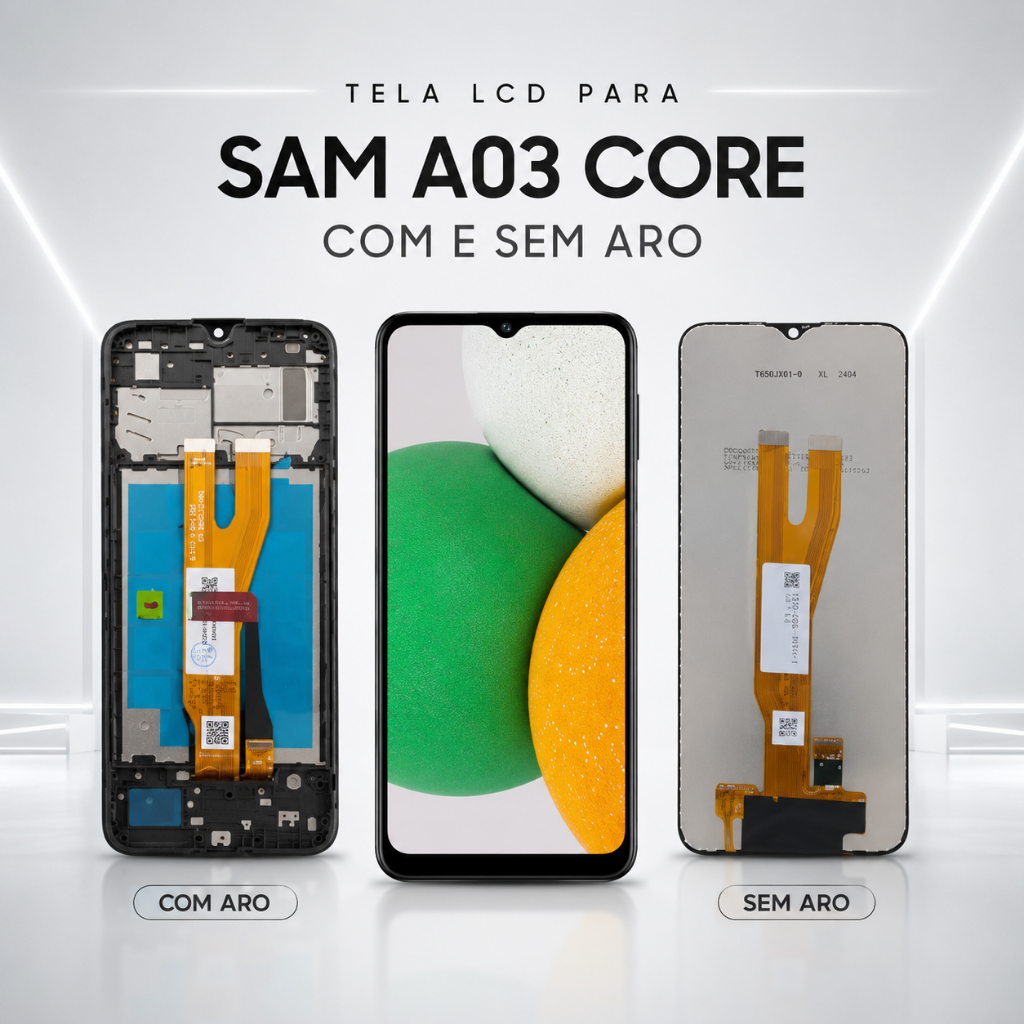 Frontal Tela com Aro  SAM A03 Core – Testada