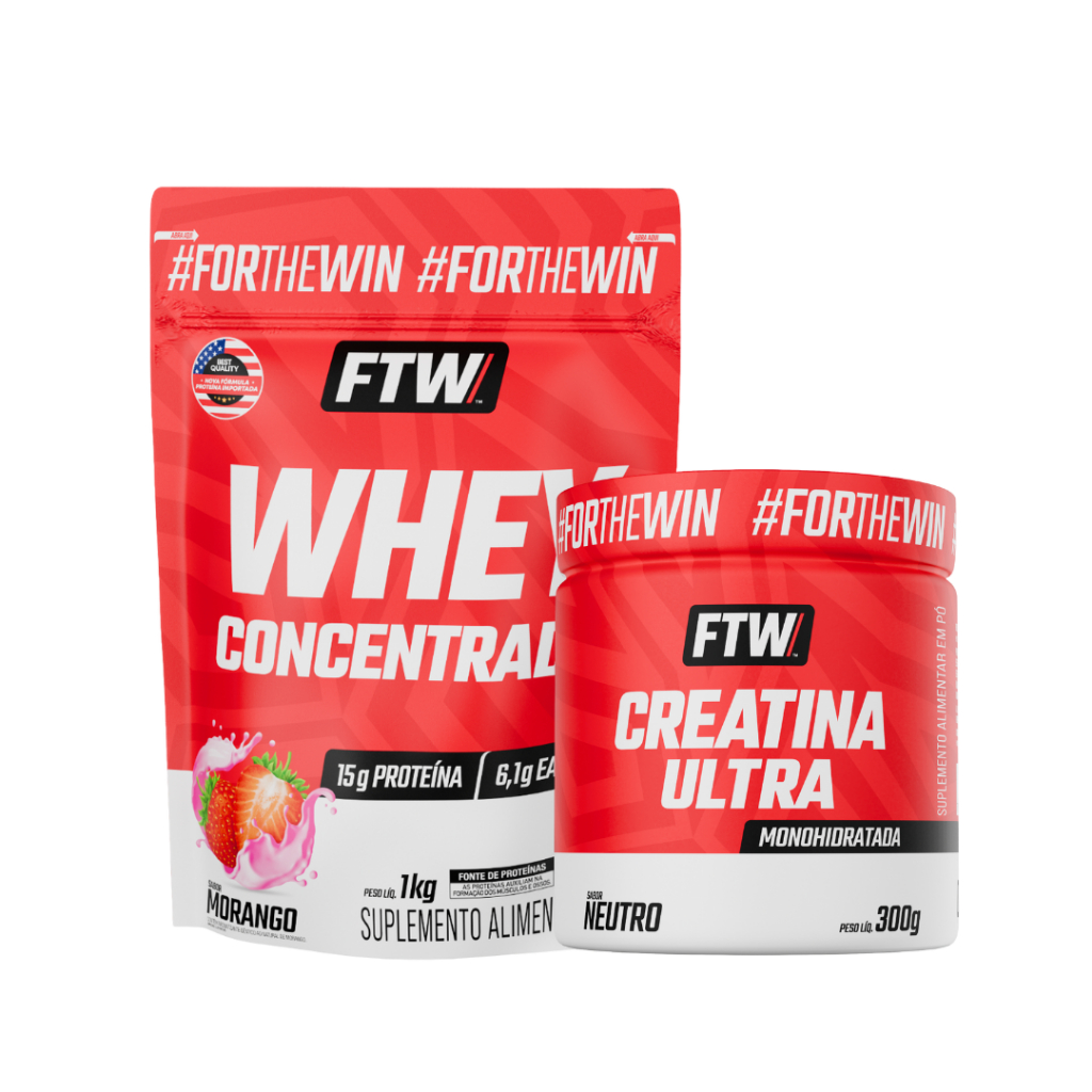 Kit Whey Concentrado 1kg +  Creatina Ultra Pote 30